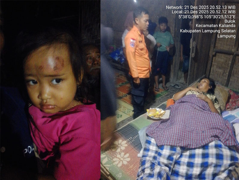 Rumah Warga di Kalianda Ambruk Diterjang Hujan Lebat, Dua Korban Luka Berat Ditangani BPBD